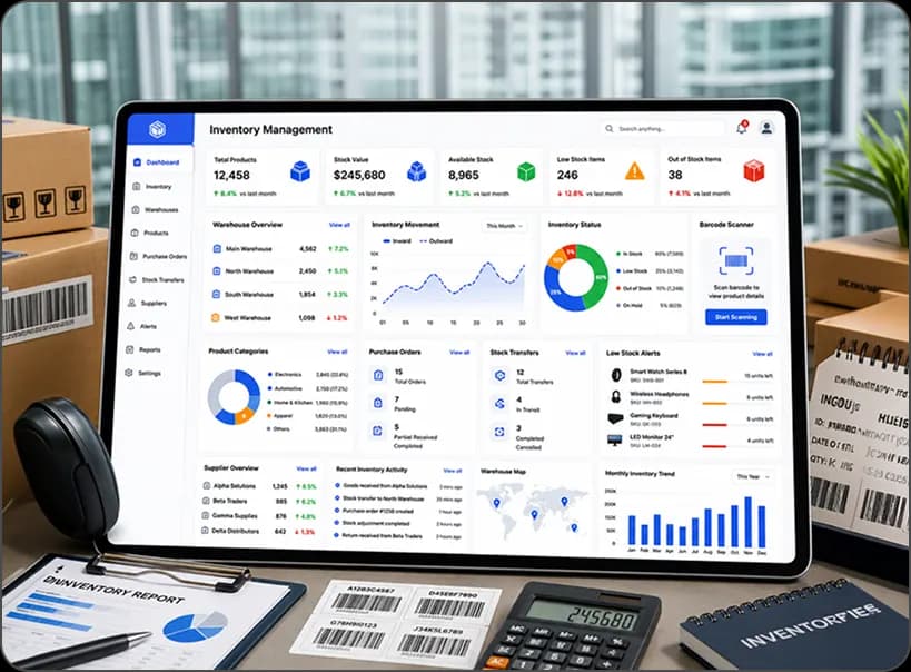 Tax Management dashboard on a laptop
